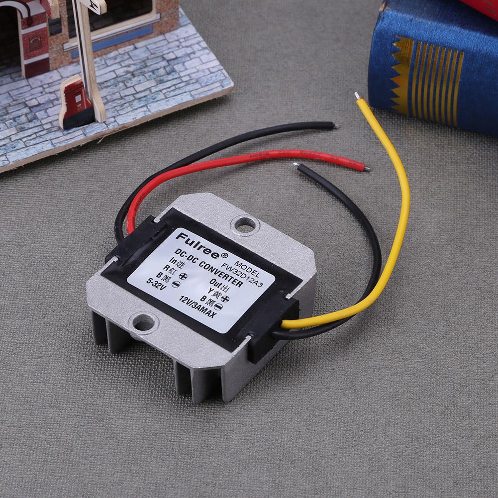 DC-DC 5-32 to 12V 3A Automatic Voltage Stabilizer Power Converter Regulator Automatic Boost Depressurization Heat Dissipation