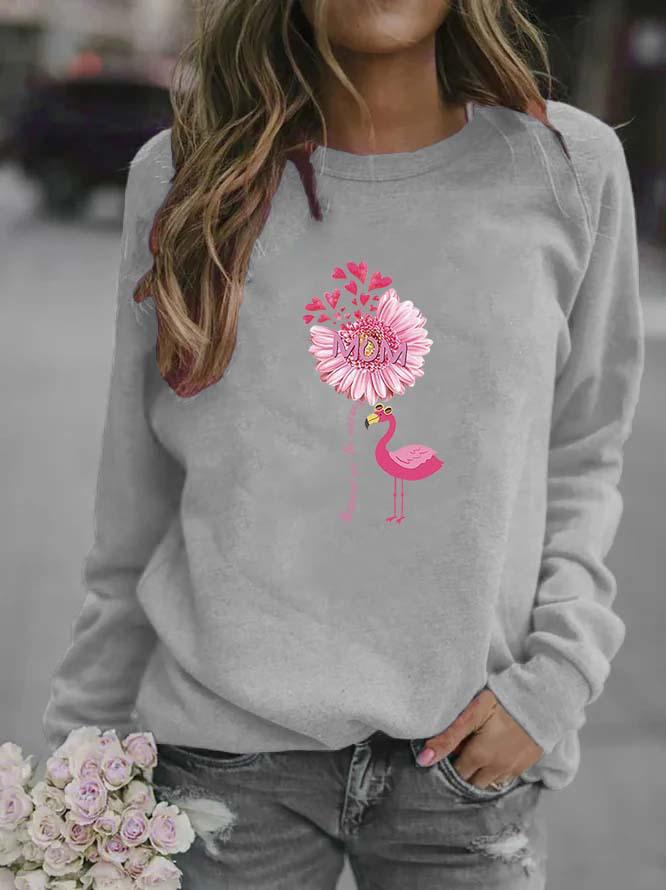 Women's Printed Round Neck Long Sleeve Sweatshirt