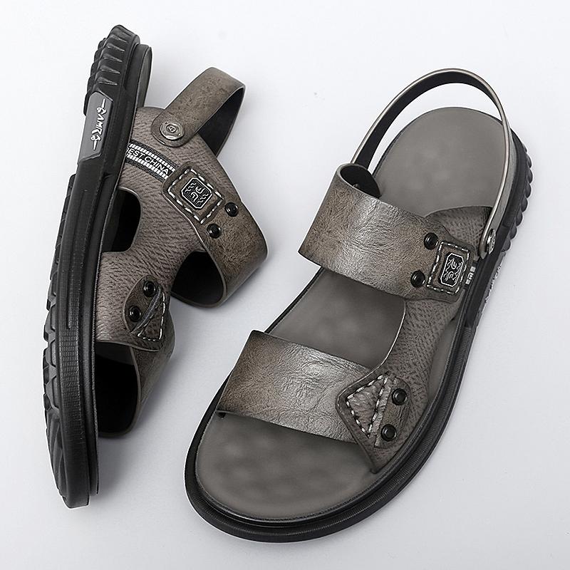 FashionSummer Indoor Outdoor Sandals Slippers Men's Waterproof Beach Shoes Soft Sole Comfortable Men's Flat Bottomed Casual Shoes