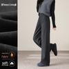 HSTYLE Women's Acetate Wool Blend Fleece Lined Wide-Leg Cropped Pants