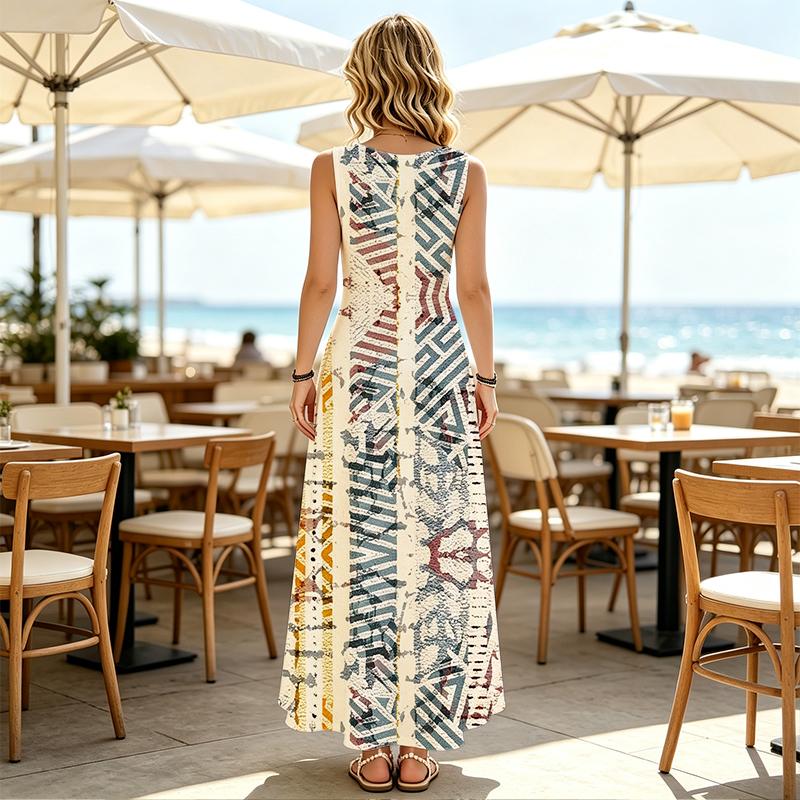 Women's Sleeveless Maxi Dress Loose Fit Lightweight Beach Vacation Dress,Ideal for Daily Casual,Outdoor & Beach Trips,Great for Spring Fall Layering