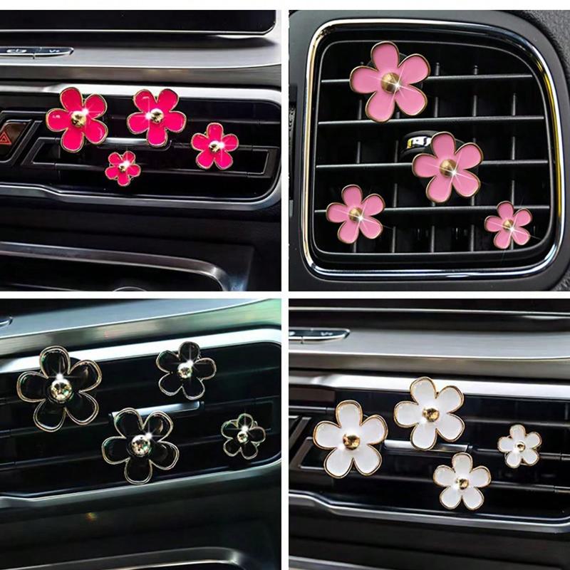 4-Piece Car Air Vent Scented Clip for Vehicle Air Conditioning Vents Flower Decoration Clip