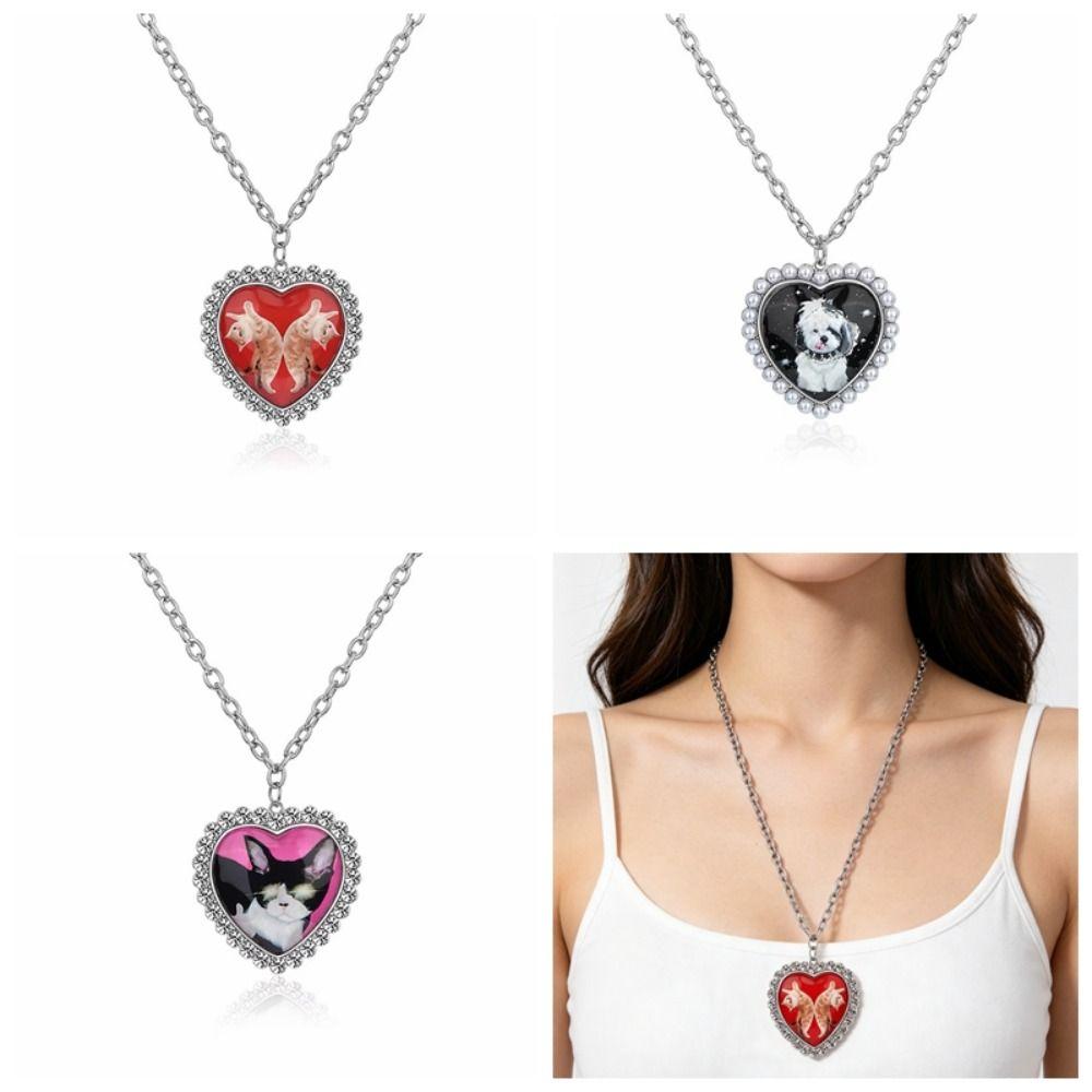 Kitten Puppy Sweater Chain Unique Style Heart  Necklace Cat Dog Necklace  Women Girls