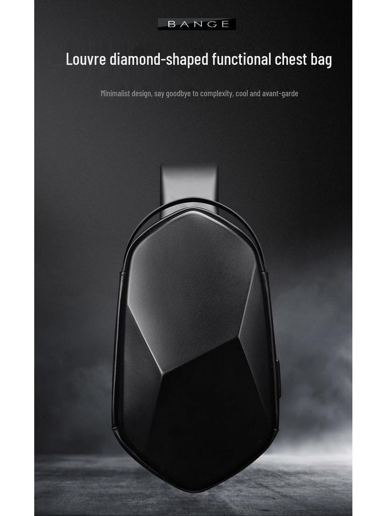 BANGE Men's Hard Shell Polyhedron Trend Chest and Shoulder Messenger Bag 2020