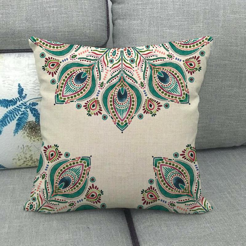 Bohemian Geometric Patterns Digital Printing Short Plush Pillow Covers For Car Sofa Office Cushion Cover Home Goods 60X60Cm