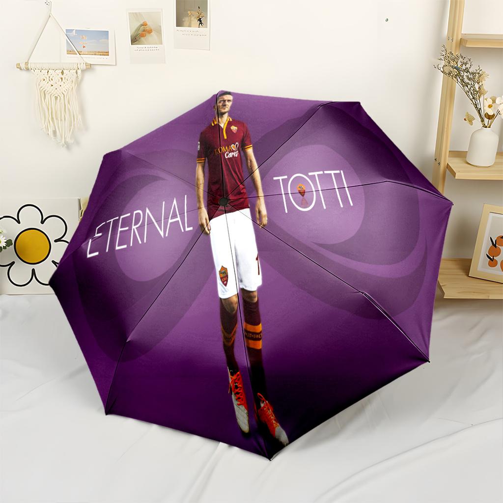 Totti's Legacy Soccer Automatic Umbrella Compact 8-Rib Lightweight Compact Design for Outdoor Daily Use Fashion Lovers Spiritual Gift