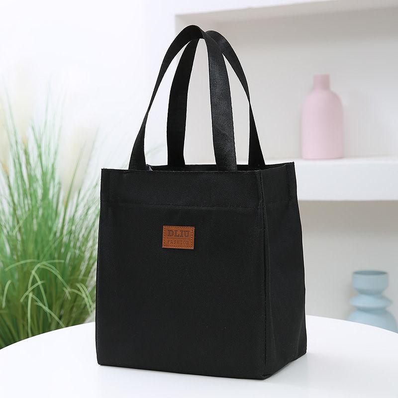 

Large Capacity Pure Color Lunch Bag with Aluminum Foil Insulation for Work, Simple and Practical Top Handle Bag Insulated Picnic чёрный