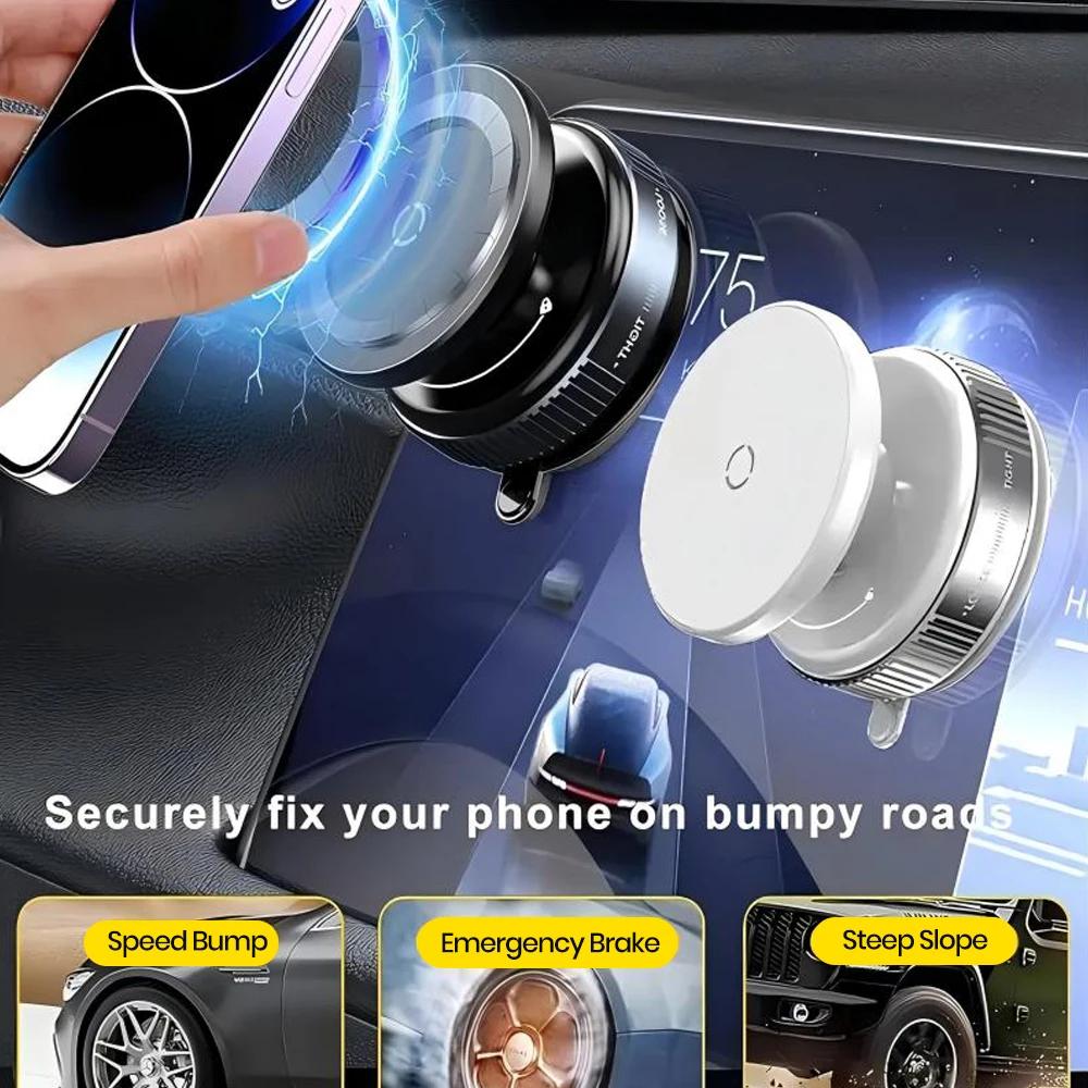 360° Vacuum Magnetic Suction Cup Phone Mount, Adjustable Hands-Free Suction Cup Phone Holder for Car/Gym/Mirror/Smooth Surface