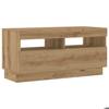 vidaXL Meuble TV avec lumières LED chêne artisanal bois d'ingénierie 3329168