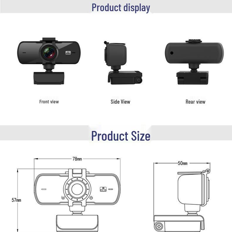 HD USB Webcam for Live Streaming & Conferencing with Built-In Microphone & WiFi, Driver-Free.