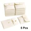 5pcs Faux Leather Jewelry Pouches Assorted Colors Snap Closure Bags for Rings Pendants Necklaces Jewelry Organizer Storage