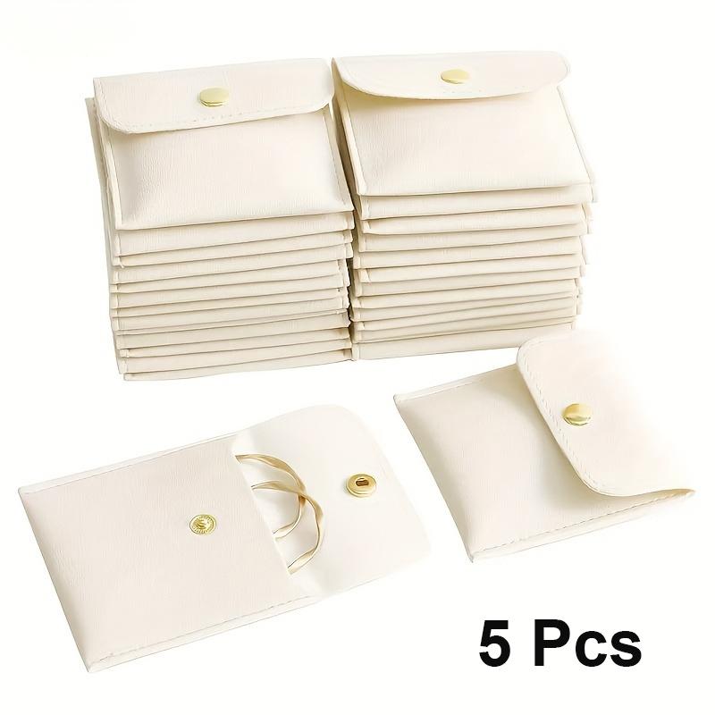 5pcs Faux Leather Jewelry Pouches Assorted Colors Snap Closure Bags for Rings Pendants Necklaces Jewelry Organizer Storage