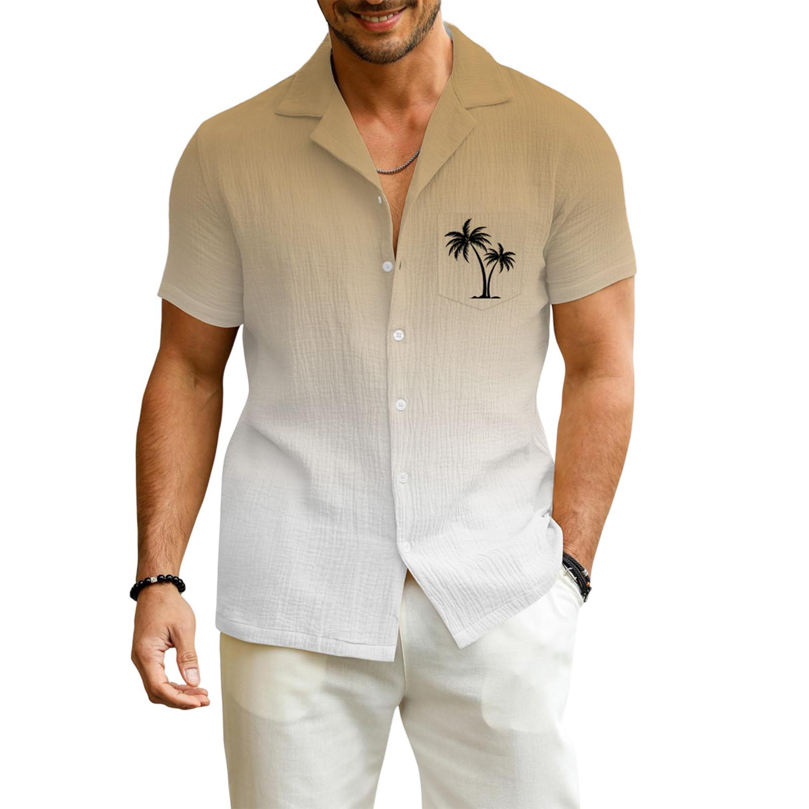 

Мужская летняя новая свободная рубашка с коротким рукавом с принтом, кардиган, пляжная рубашка XL хаки