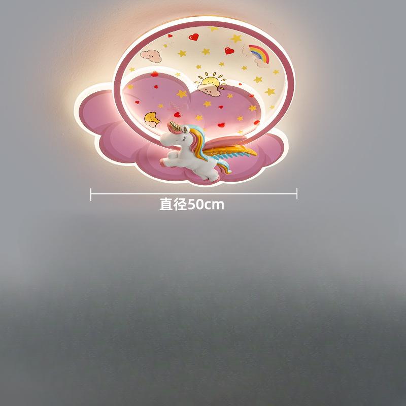 Lampă de tavan cu unicorn pentru cameră prințesă, telecomandă, cu LED, candelabru roz de tavan pentru dormitor, fetiță, copii