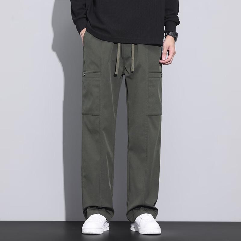 MEDE Men's Solid Multi-Pocket Straight Leg Cargo Pants