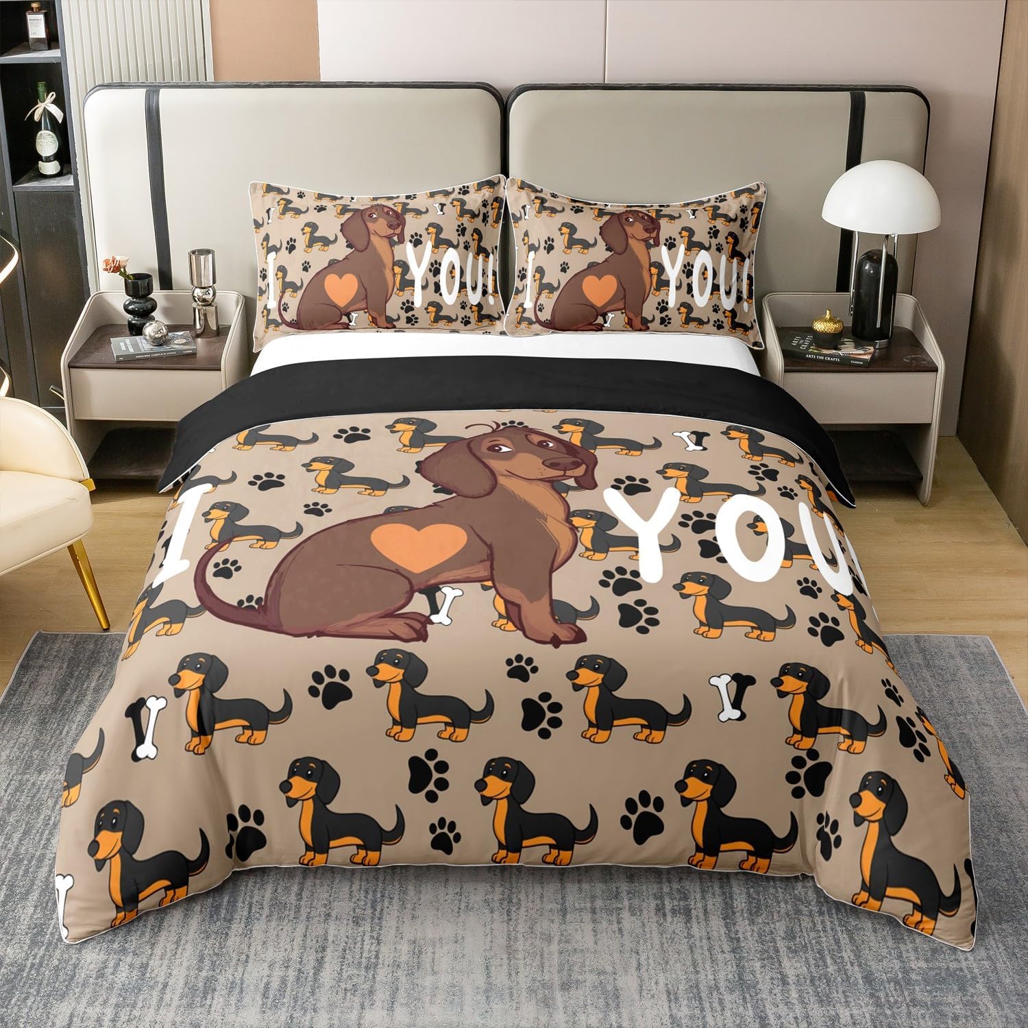 

Animal Paw Print Soft Duvet Cover Set Quen King-Sized Dimensionsd Dimensions Pupy Lover Beding Set Geometric Diamond Plaid 3 Piece Set featuring 2 100*200cm Single