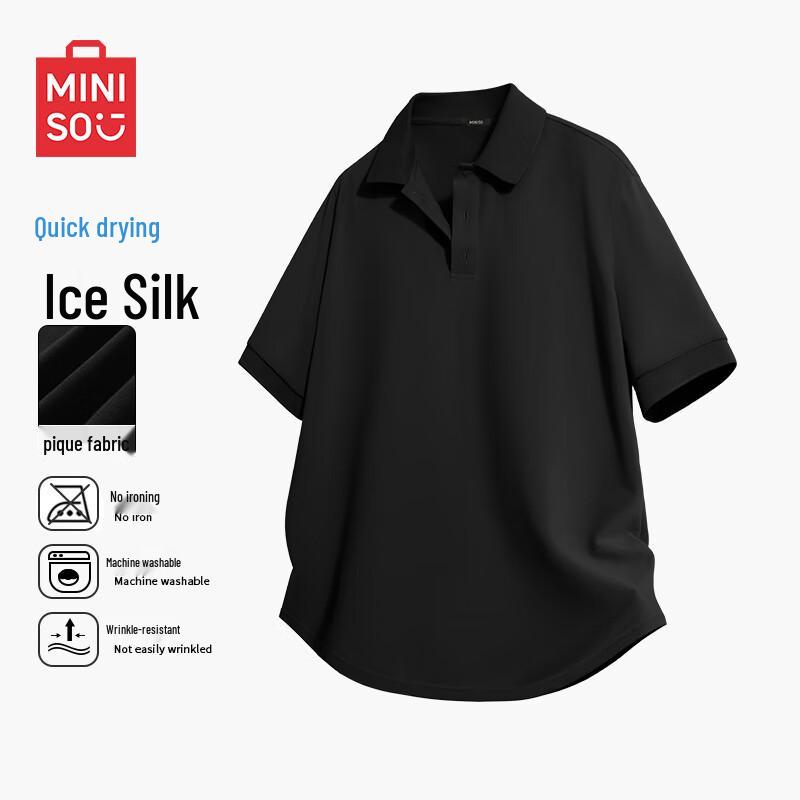 MINISO Men s Summer Quick-Dry Business Casual Polo Shirt M