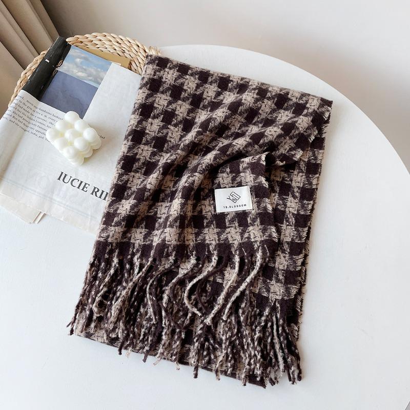 Circle Yarn Thousand Birds Shawl Scarf Women's Winter Premium Atmosphere Black Scarf Shawl