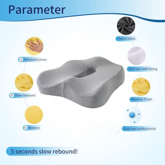 Seat Cushion Ergonomic Design Wear Resistant Soft Breathable Anti-Slip Memory Foam Office Chair Cushion Pillow