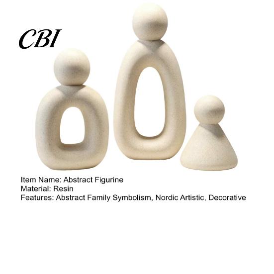 Nordic Style Art Ornament Family of Three Sculpture, Resin Abstract Figurine, Modern Minimalist Tabletop Decor for Office Desk Home TV Cabinet