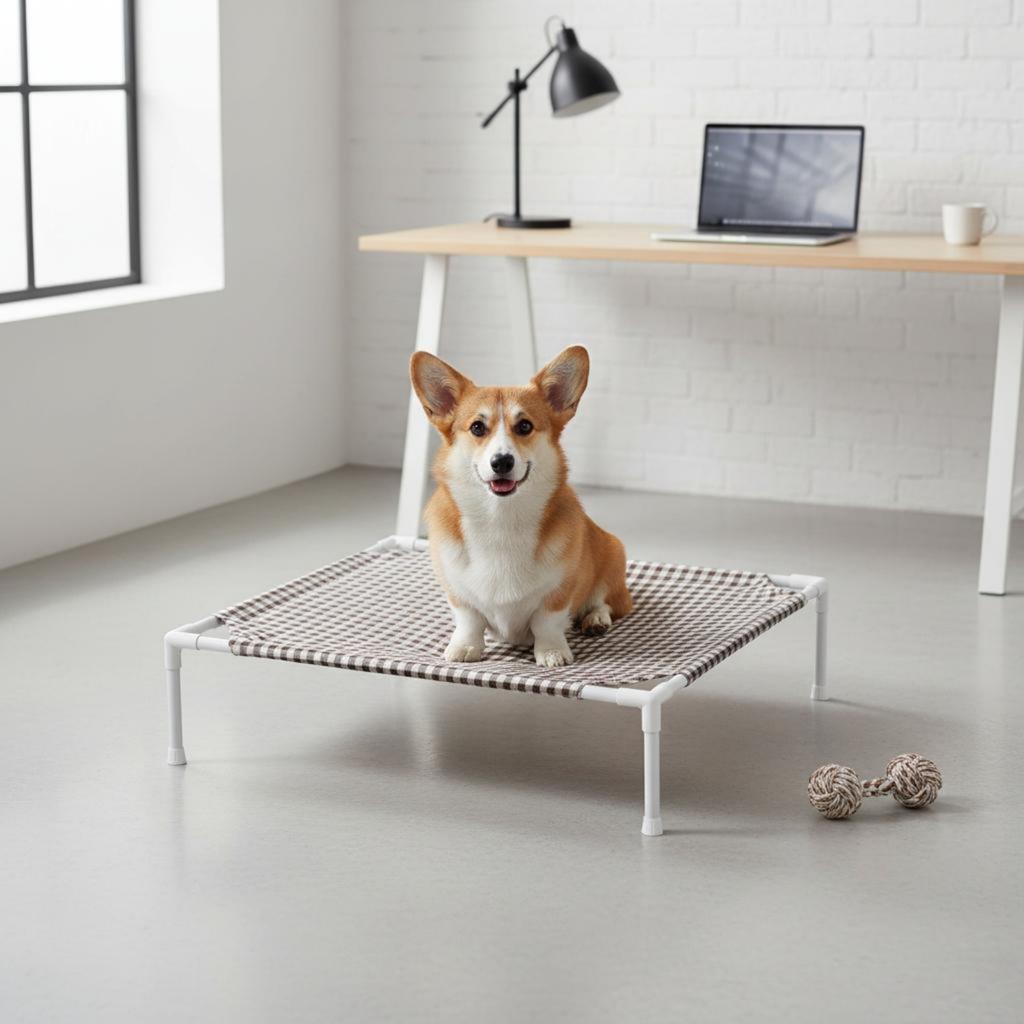 Elevated Pet Bed Sturdy Frame Machine Washable Dog Cat Bed Raised Pet Cot Lightweight Raised Dog Lounger Easy to Assemble