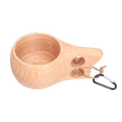 Wooden Mug Cup Portable Lightweight Drinking Cup with Handle Hanging Buckle for Milk Coffee CupType