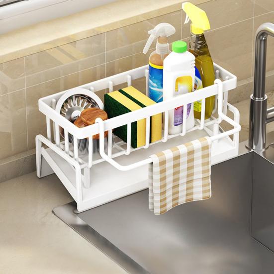 Drain Kitchen Soap Sponge Organizer Large Rack Holder Sink Caddy