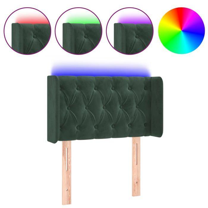 VidaXL LED Headboard Bedroom Furniture Single Bed Accessory Headboard Bed Frame Interior Dark Green 3123605