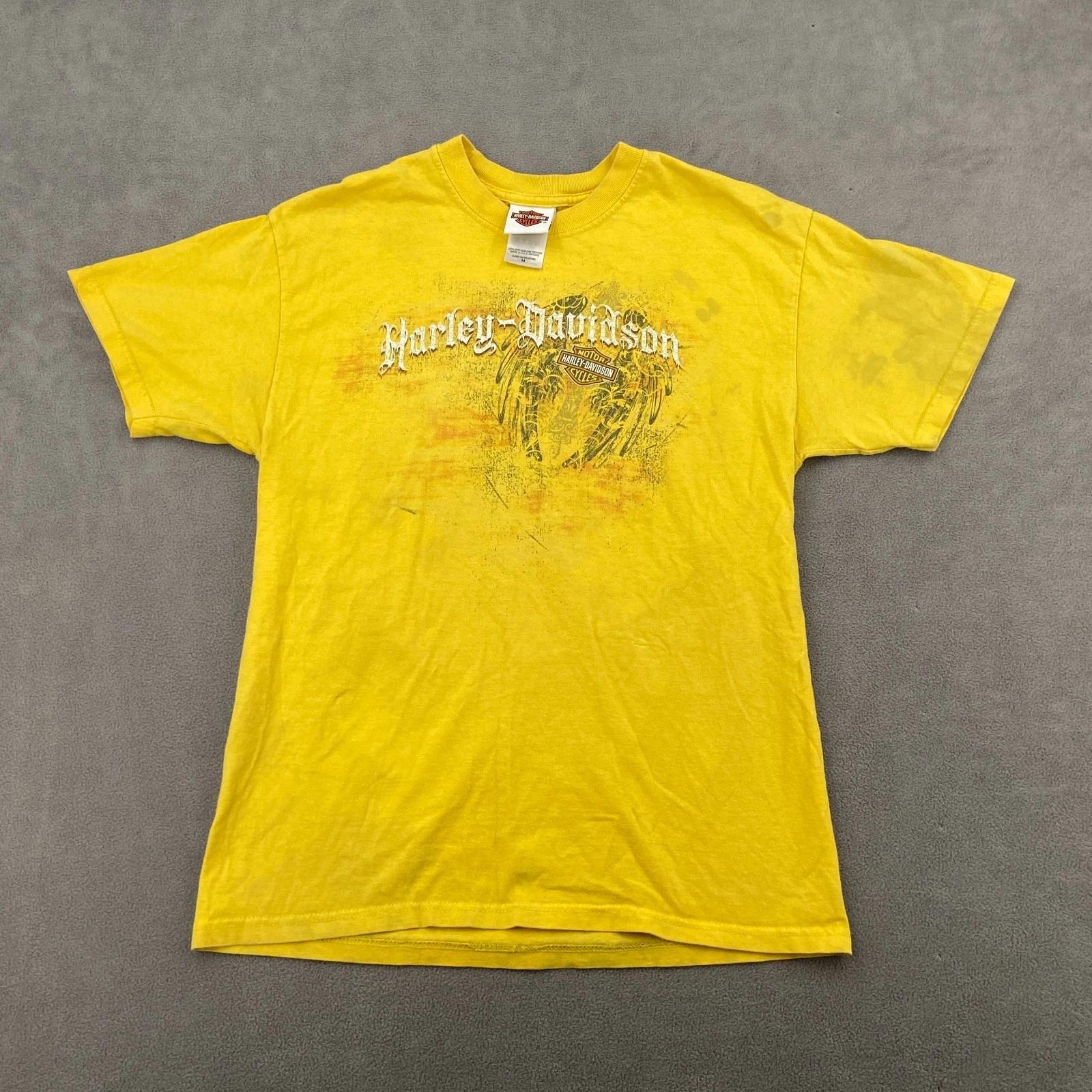Y2K Harley Davidson Motorcycle T Shirt Sz M AOP Grunge Wings Affliction Style 4XL