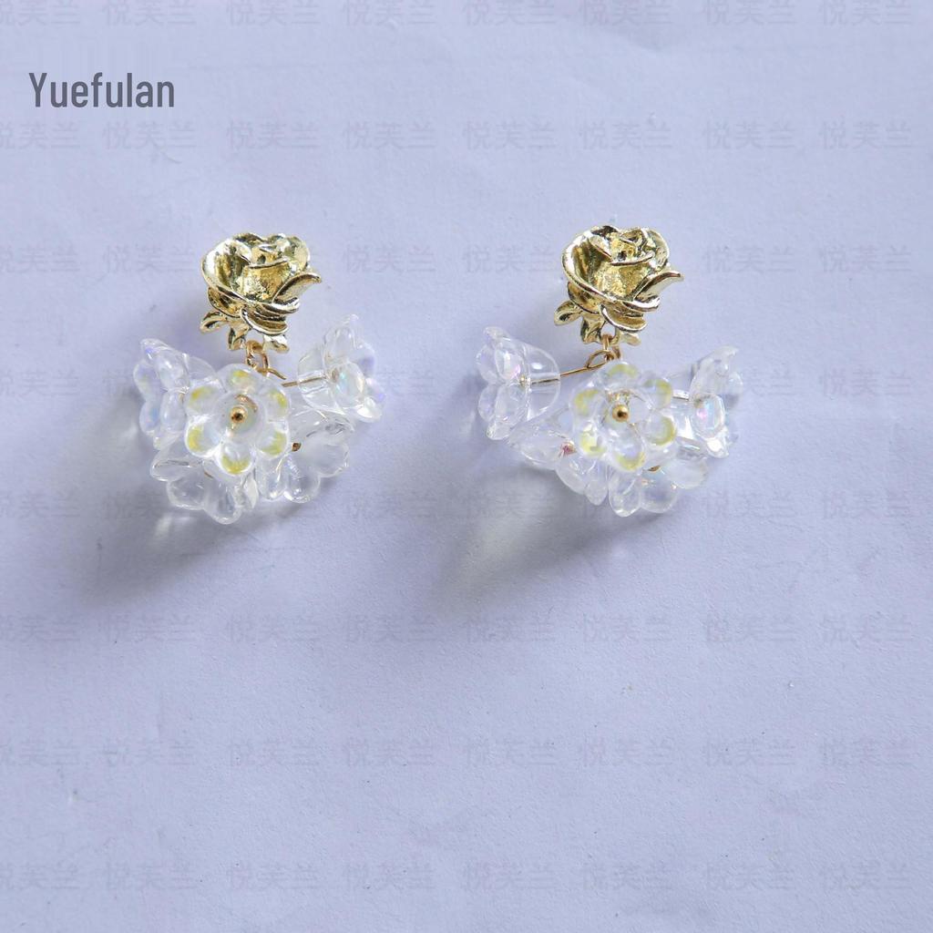 Colorful Lily of the Valley & Lotus Pod Imitation Jade Earrings - Chinese National Style