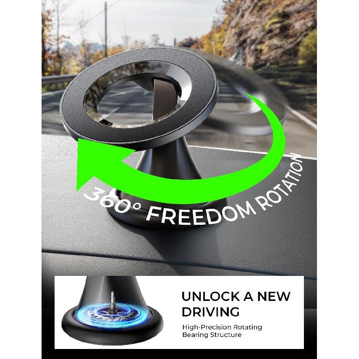 LISEN For Magsafe Car Mount, Mini 360° Rotating Magnetic Phone Holder For Car Dash, Magnetic Phone Mount, Car Accessories For Women Men, Rotatable