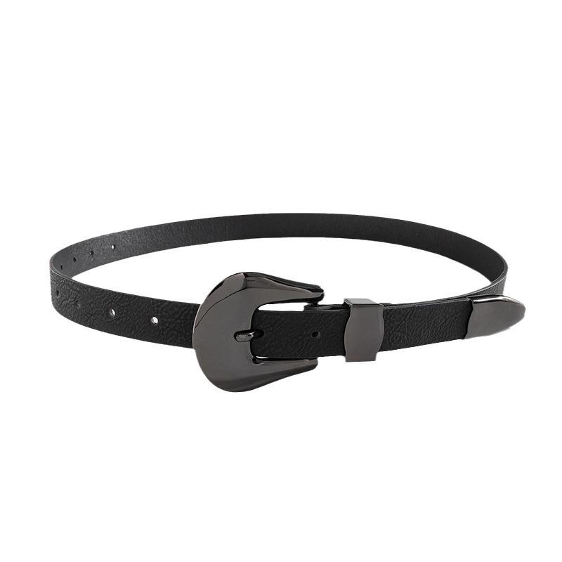 Fashionable, Elegant and Classic European and American Ladies' Texture Gun, Black Large Buckle, High-end PU Belt