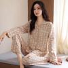 Sweet princess style soft cotton pajamas women's spring and autumn new pullover small floral mother long sleeve loose loungewear