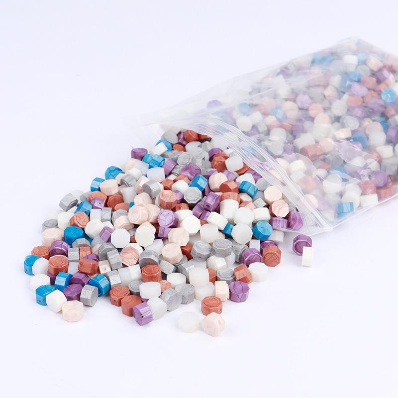 Pearlescent Iridescent Sealing Wax Stamp Set with Octagonal Wax Granules