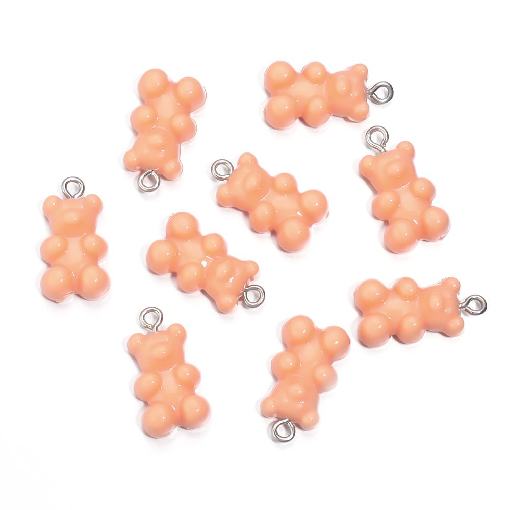10Pcs/Lot 22×12mm Acrylic Pendant Macaron Colored Mini Bear Pendant For Diy Cute Necklace Earrings Gift Jewelry Accessories