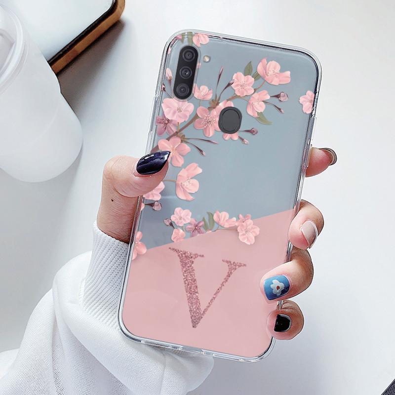 For Samsung Galaxy A11 M11 Case Soft Slim Luxury A-Z Letters Back Cover Funda Clear Bumper For Samsung A 11 M Transparent Shell