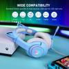 K9 Gaming Headset, Wired Over-Ear Headphones with Detachable Cat Ears, Noise Cancelling Microphone, RGB Backlight, Surround Sound for PC PS5 PS5 Xbox