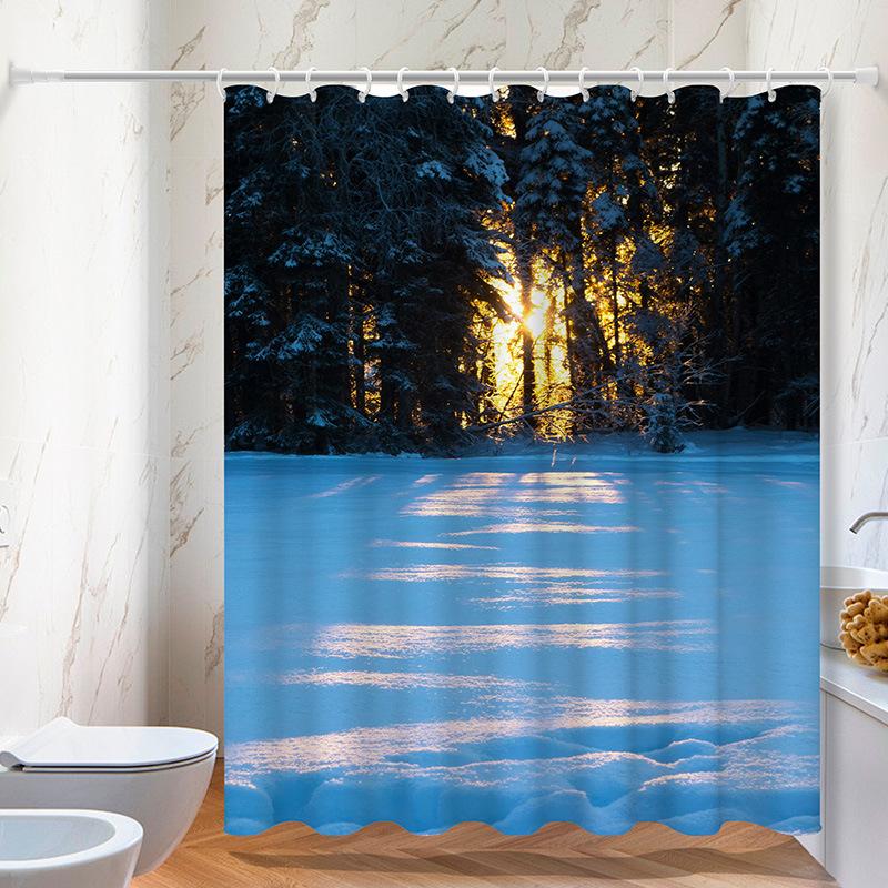 Scenic Photo Washable Dirt-Resistant Shower Curtain Shower Head Waterproof Polyester Bath Curtain For Home Decor Accessories