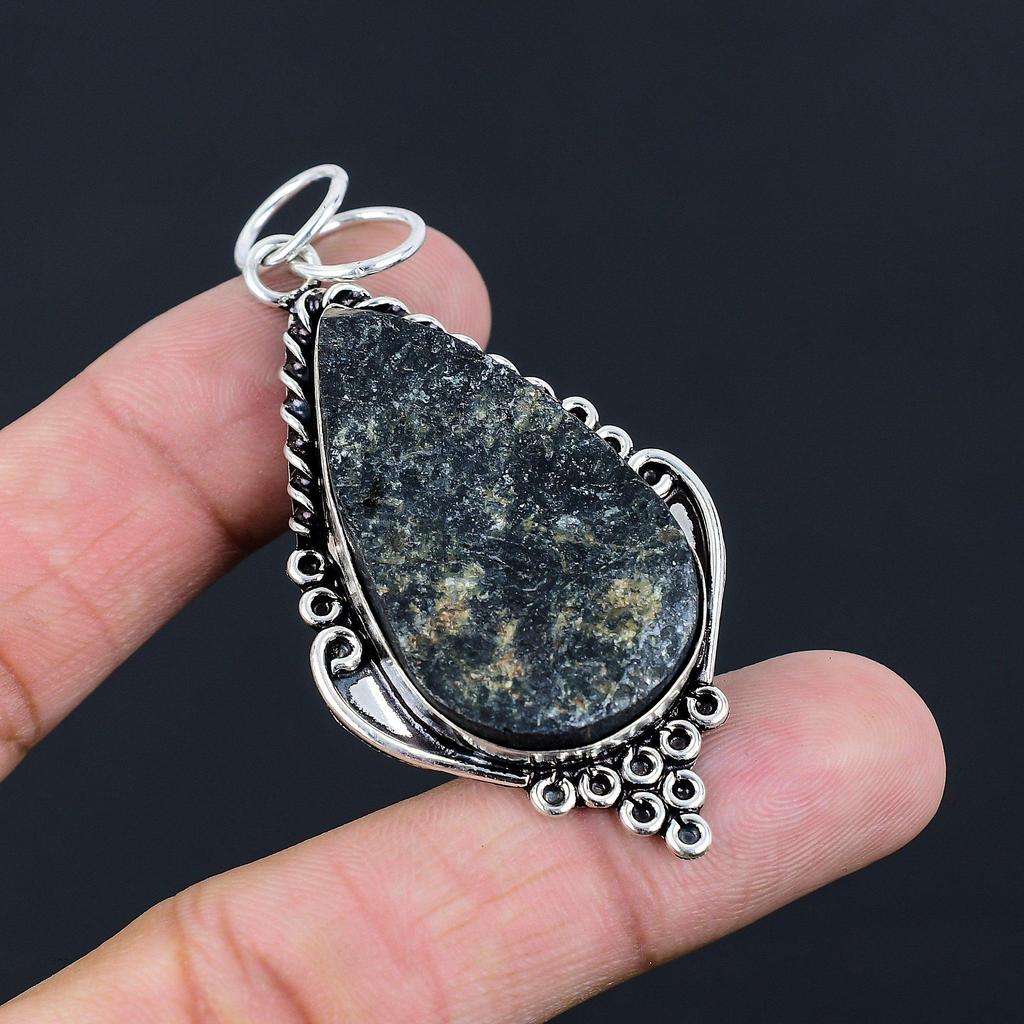Pear Kyanite Rough Gemstone Daughter Bezel Boho Pendant Jewelry Sterling Silver