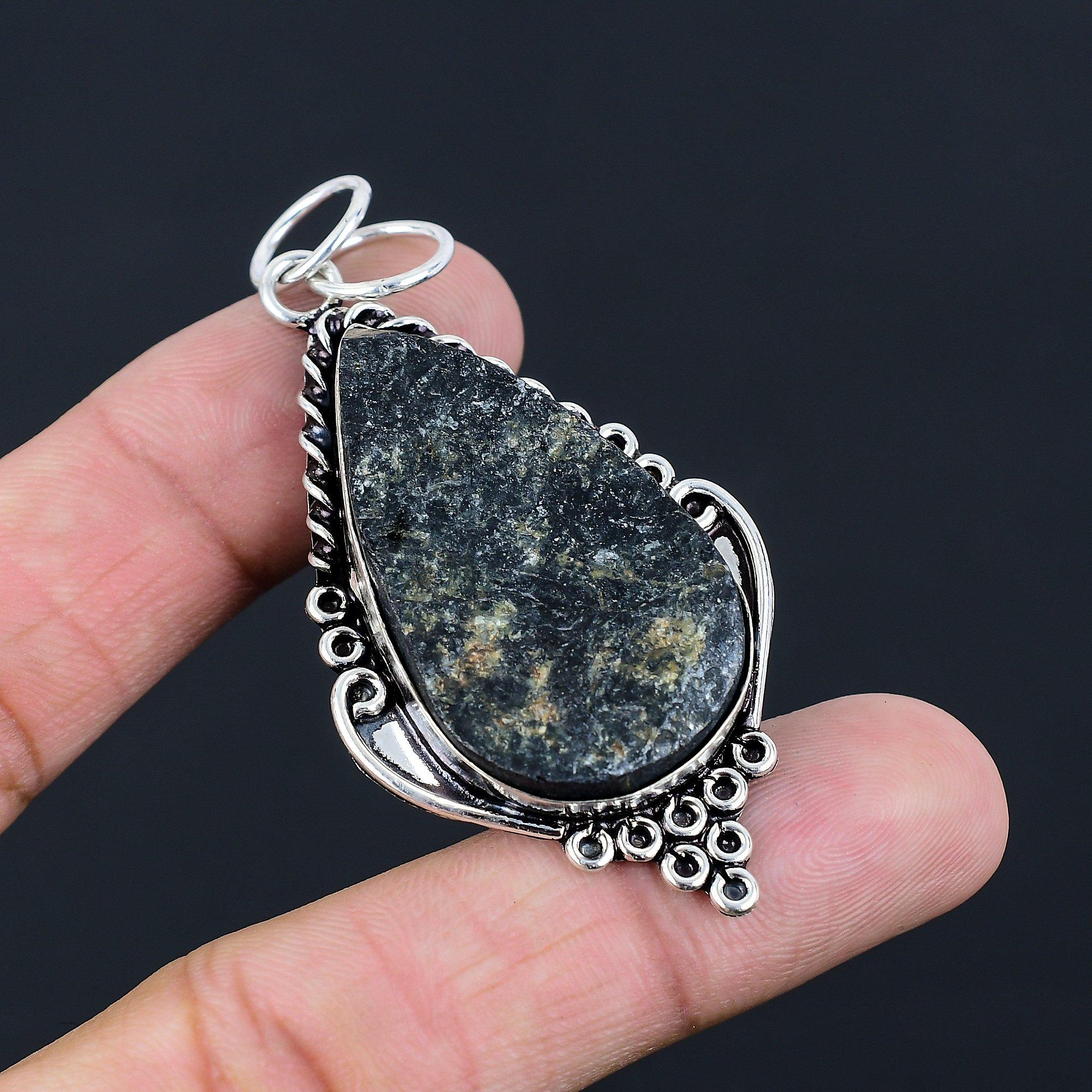 Pear Kyanite Rough Gemstone Daughter Bezel Boho Pendant Jewelry Sterling Silver