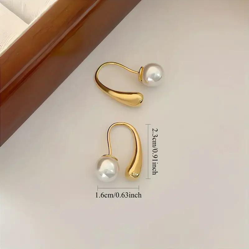 2 Pairs Hypoallergenic Stainless Steel Imitation Pearl Stud Earrings For Women Elegant Daily Wear Jewelry