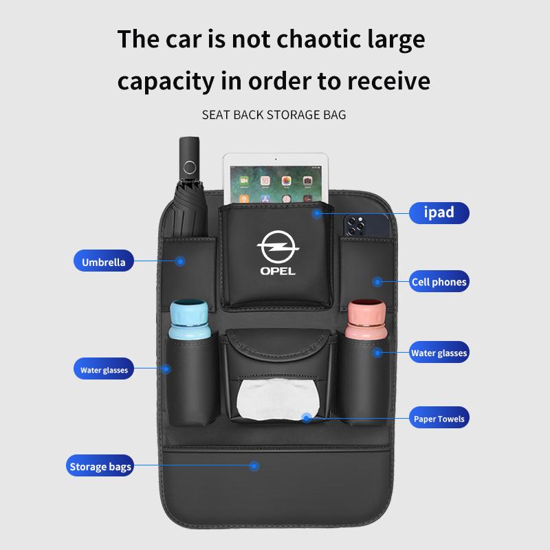 Car Seat Back Storage Bag For Opel Adam Astra Combo Corsa Crossland-X GTC Delica Grandland Insignia Meriva Mokka Tigra Zafira