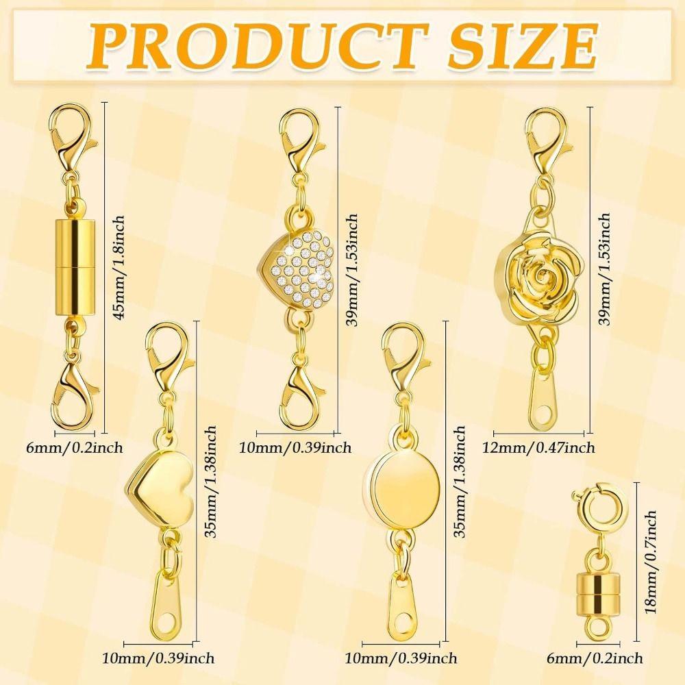 12Pcs Double Head Lobster Magnetic Bracelet Extender Gold/Silver Lobster Clasps  Bracelet