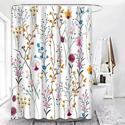 Shower Curtain Summer Wild Flowers Beautiful White Colorful Floral Vintage Cute Waterproof Polyester Fabric Bathroom Decor Sets