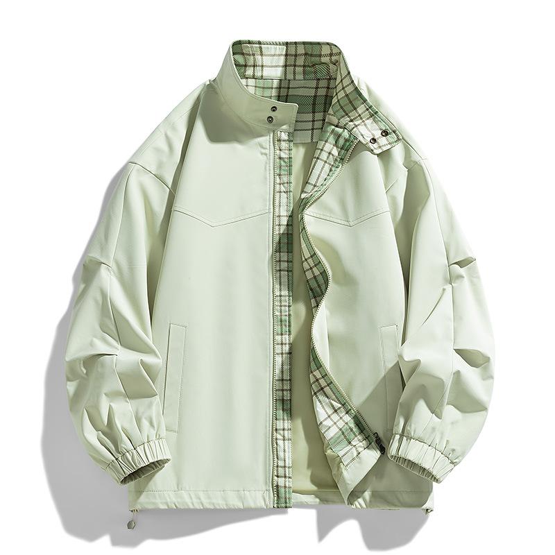 Arbeitsjacke mit Stehkragen für Herren im Frühling und Herbst Neue lässige Teenager-Amerikanische Retro-Hübsche Top-Jacke