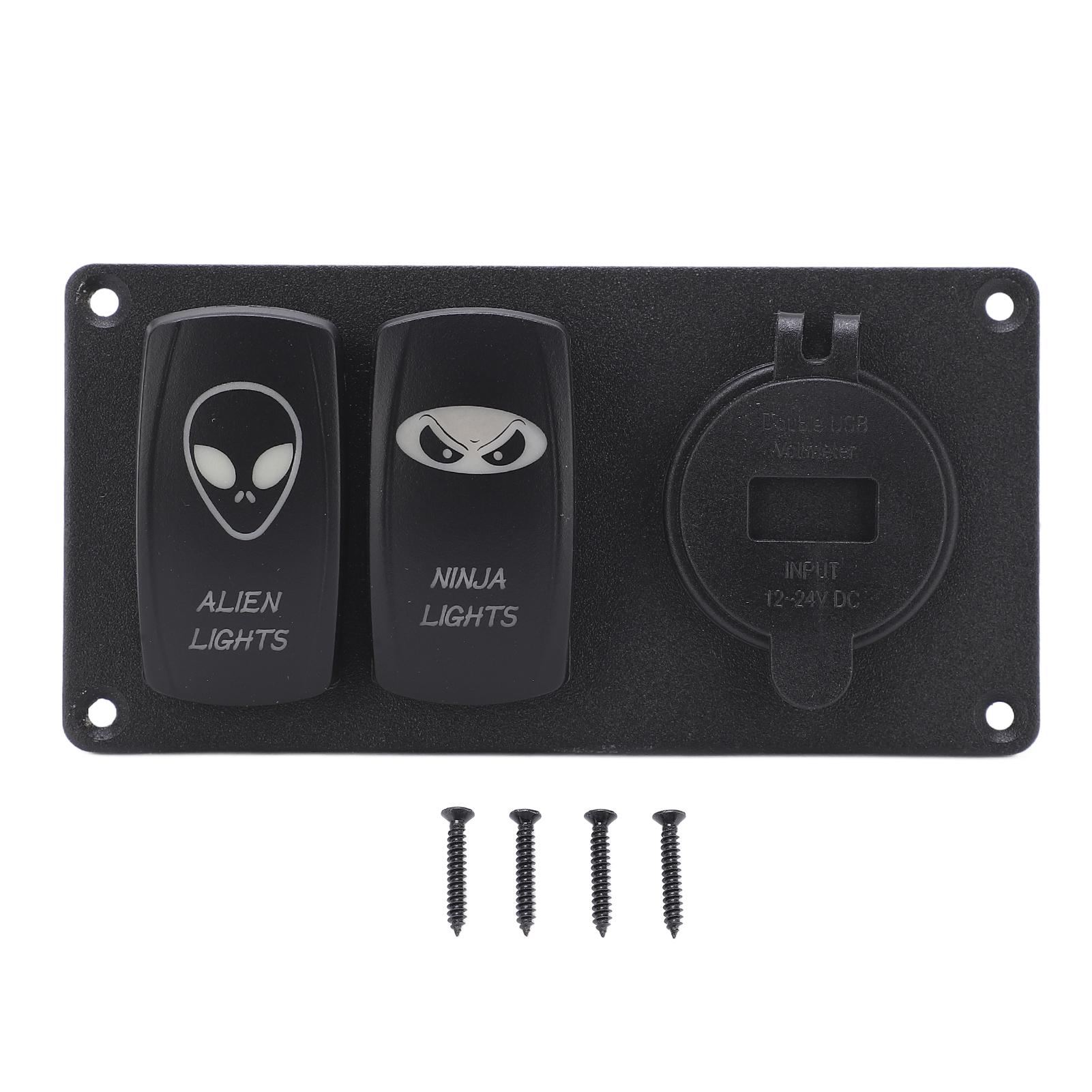 

Car Dual Switch Combination Panel Portable Rocker Switch Panel for Automotive Car Boats RVs 12/24V