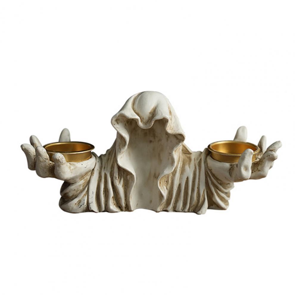 Halloween Candlestick Decoration Vintage Halloween Candle Holder Grim Reaper Candle Holder for Halloween Christmas Home Decor