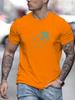 Men's Summer 100%cotton Fashionable Casual Sports Loose Airplane Pattern Printed Round Neck Short Sleeved T-shirt Top