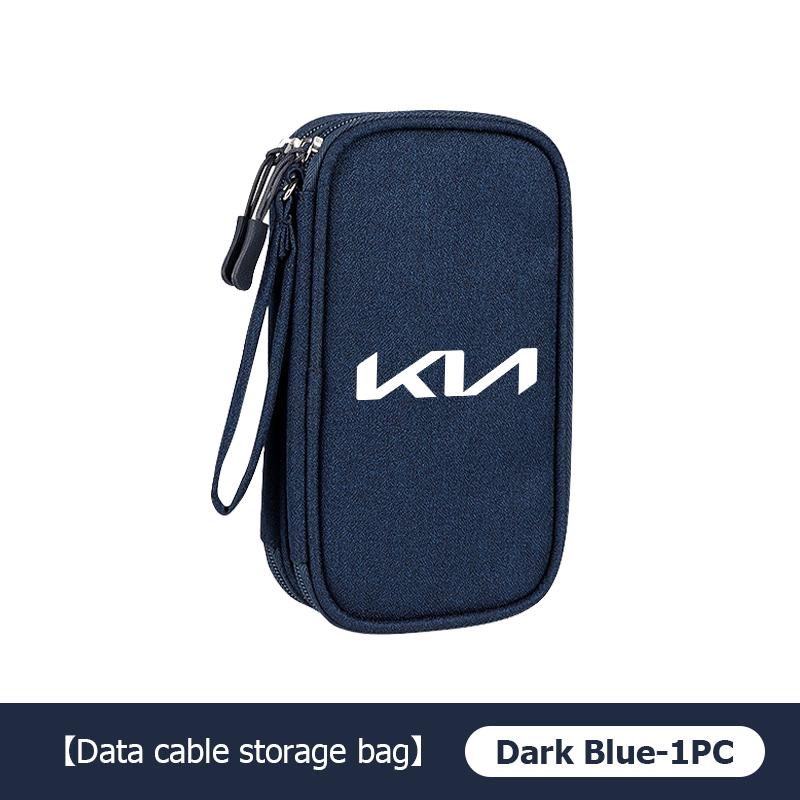 CKTJ8 Car Storage Bag Earphone USB Data Cable Travel Organizer For KIA Rio K5 K2 Sportage Ceed Sorento Picanto Stinger Soul