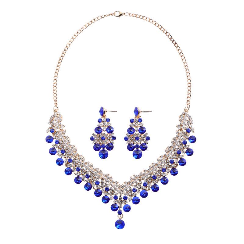 Set di Collana e Orecchini da Sposa con Strass di Lusso - Design Europeo e Americano